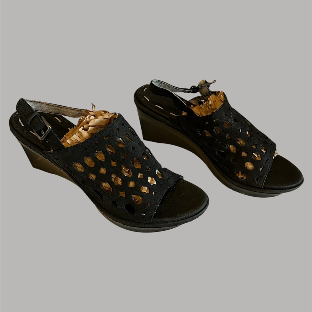 Black Wedge Sandals
